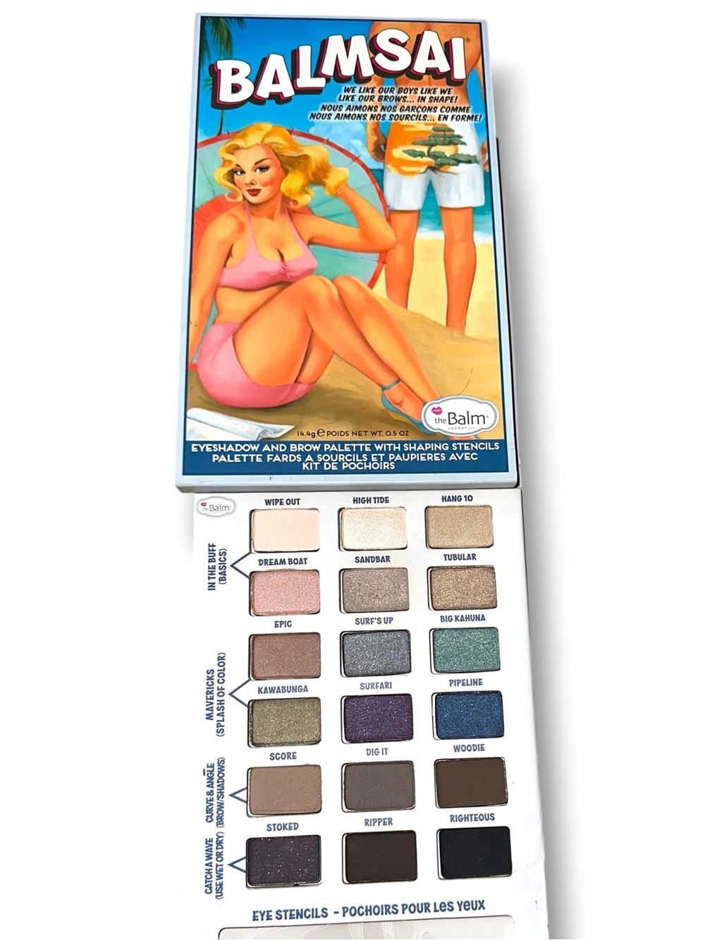 theBalm Balmsai Naughty Eyeshadow And Brow Palette With Shaping Stencils NEW